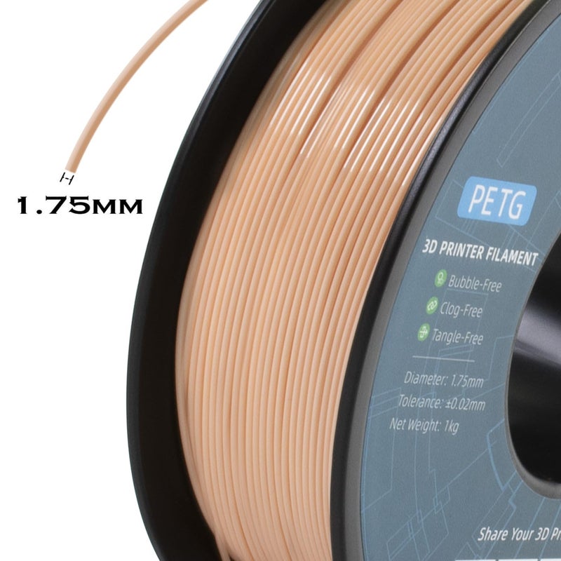 Geeetech PETG Filament 1.75mm, 1 KG (2.2lbs) Spool 3D Printer Filament, High-Toughness, ±0.02mm Accuracy, Neatly Wound & Moistureproof, Non-Clogging Non-Stringing, Fits Most FDM Printers (Skin) - Image 2